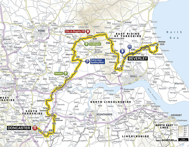 Tour of Yorkshire stage 1 map
